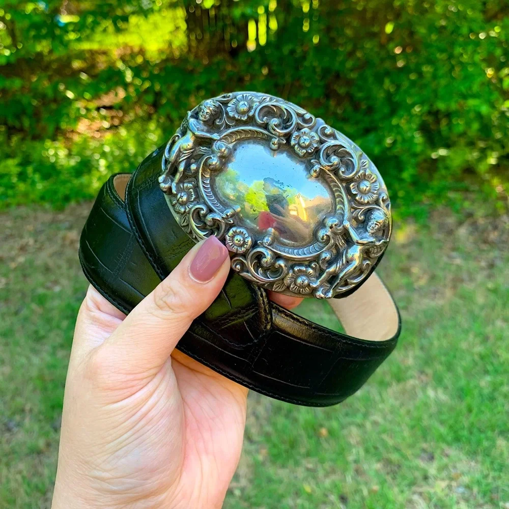 Vintage BrightonLeather Belt & Cherub Buckle